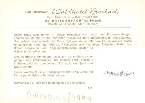 AK / Ansichtskarte Boxbach Cafe Restaurant Waldhotel Landschaftspanorama Boxbach