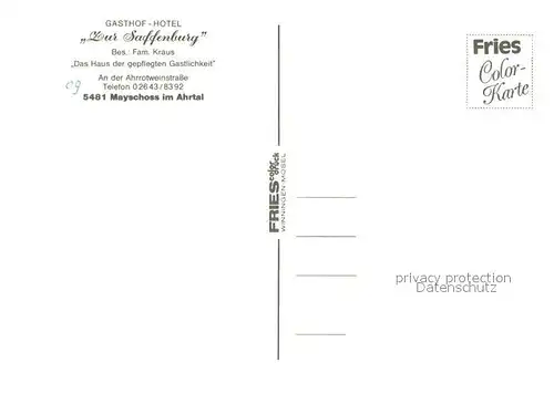 AK / Ansichtskarte Mayschoss Gasthof Hotel Zur Saffenburg Restaurant Mayschoss