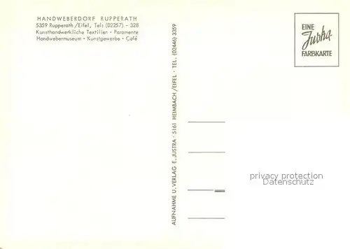 AK / Ansichtskarte Rupperath Handweberdorf Kunsthandwerkliche Textilien Handwebermuseum Kunstgewerbe Cafe Rupperath