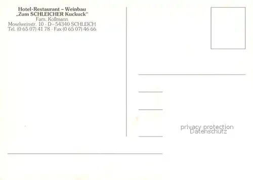 AK / Ansichtskarte Schleich Hotel Restaurant Zum Schleicher Kuckuck Terrasse Weinbau Schleich