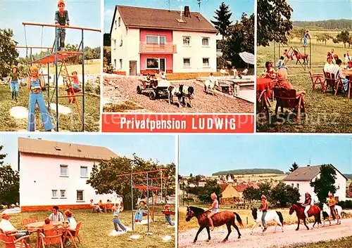 AK / Ansichtskarte Schweighausen_Nassau Ponyhof Pension Ludwig Kinderspielplatz Ausritt Ponywagen Schweighausen Nassau