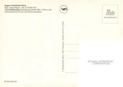 AK / Ansichtskarte Schluchsee Heger s Parkhotel Flora im Schwarzwald Kaminzimmer Hallenbad Garten Schluchsee