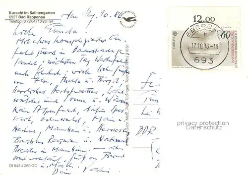 AK / Ansichtskarte Bad_Rappenau Kurcafe im Salinengarten Terrasse Bad_Rappenau