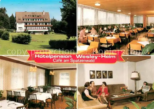 AK / Ansichtskarte Wuestenrot Hotel Pension Wesley Heim Cafe am Spatzenwald Wuestenrot