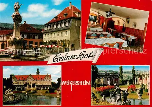 AK / Ansichtskarte Weikersheim Gasthof Gruener Hof Schloss Park Brunnen Weikersheim