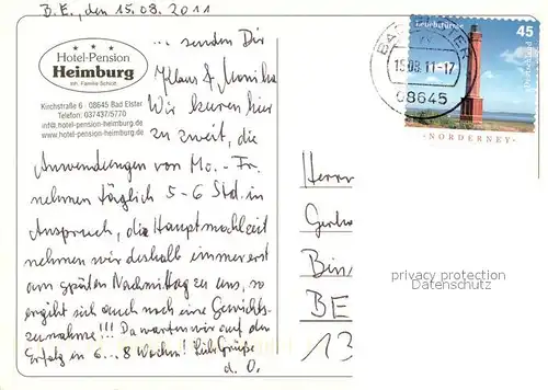 AK / Ansichtskarte Bad_Elster Hotel Pension Heimburg Bad_Elster