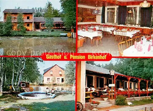 AK / Ansichtskarte Schoenlind_Weissenstadt Gasthof Pension Birkenhof im Fichtelgebirge Restaurant Terrasse Teich Schoenlind_Weissenstadt