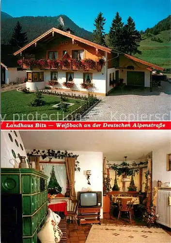 AK / Ansichtskarte Weissbach_Alpenstrasse Landhaus Bitz Gaesteraum Kamin Weissbach_Alpenstrasse