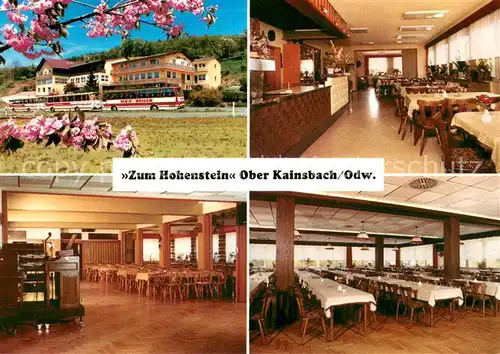 AK / Ansichtskarte Ober Kainsbach Gasthaus Cafe Pension Zum Hohenstein Gaesteraum Saal Baumbluete Ober Kainsbach