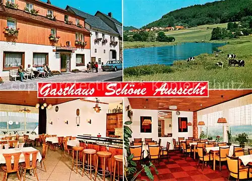 AK / Ansichtskarte Gewissenruh Gasthaus Pension Schoene Aussicht Gaststube Partie an der Weser Gewissenruh
