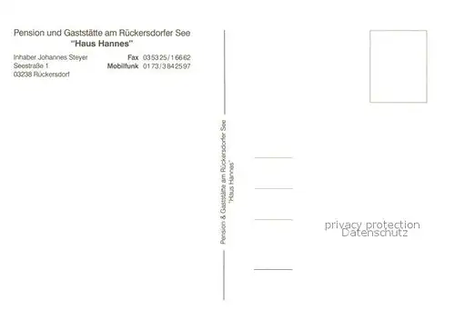 AK / Ansichtskarte Rueckersdorf_Brandenburg Gaststaette Pension Haus Hannes am Rueckersdorfer See Rueckersdorf Brandenburg