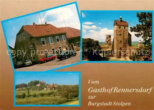 AK / Ansichtskarte Stolpen Gasthof Rennersdorf Burgruine Landschaftspanorama Stolpen