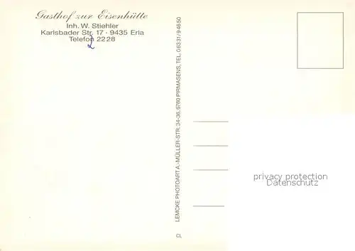 AK / Ansichtskarte Erla Gasthof zur Eisenhuette Restaurant Gaststube Giesserei Ansicht damals und heute Erla