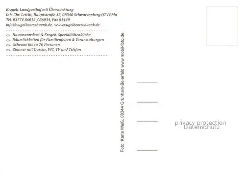 AK / Ansichtskarte Poehla_Erzgebirge Landgasthof Vugelbeerschaenk Restaurant Poehla_Erzgebirge