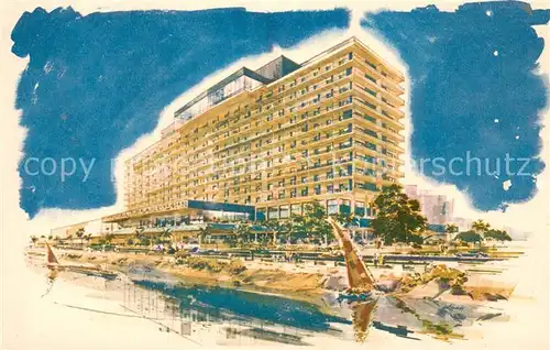 AK / Ansichtskarte Cairo_Egypt Nile Hilton Hotel Kuenstlerkarte Cairo Egypt
