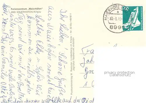 AK / Ansichtskarte Maierhoefen_Allgaeu Ferienzentrum Bungalows Ferienhaeuser Kegelbahn Hallenbad Maierhoefen Allgaeu