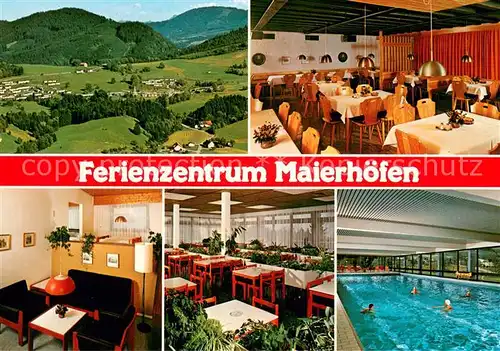 AK / Ansichtskarte Maierhoefen_Allgaeu Ferienzentrum Fliegeraufnahme Restaurant Hallenbad Maierhoefen Allgaeu