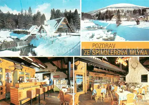 AK / Ansichtskarte Spindleruv_Mlyn_Spindlermuehle Stylova restaurace Myslivna u Divcich Lavek Restaurant Winterlandschaft Riesengebirge Spindleruv_Mlyn