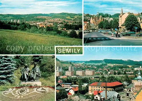 AK / Ansichtskarte Semily Stadtpanorama Gottwaldoplatz Denkmal Semily