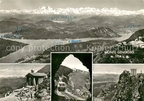 AK / Ansichtskarte Monte_Generoso Fliegeraufnahme Kapelle Bergbahn Panorama Monte Generoso