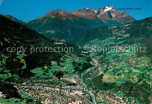 AK / Ansichtskarte Landeck_Tirol Fliegeraufnahme mit Hoher Riffler Pians Grins und Stanz Landeck Tirol
