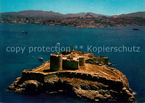 AK / Ansichtskarte Marseille_Bouches du Rhone Vue aerienne du Chateau dIf et Basilique Notre Dame de la Garde Marseille