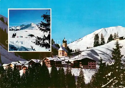 AK / Ansichtskarte Damuels_Vorarlberg Skiparadies Panorama Kirche Damuels Vorarlberg