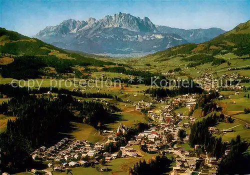 AK / Ansichtskarte Fieberbrunn_Tirol Fliegeraufnahme mit Wildem Kaiser Fieberbrunn Tirol