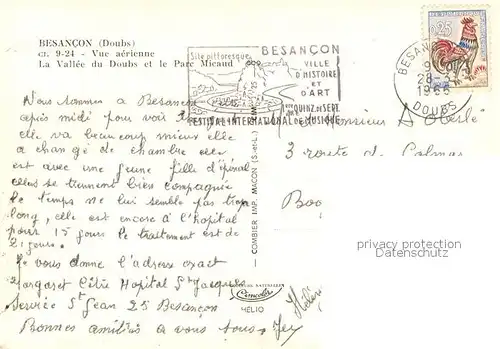 AK / Ansichtskarte Besancon_Doubs Vallee du Doubs et Parc Micaud vue aerienne Besancon Doubs