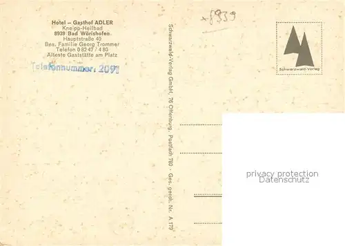 AK / Ansichtskarte Bad_Woerishofen Hotel Gasthof Adler Restaurant Bad_Woerishofen