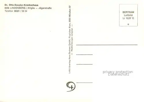 AK / Ansichtskarte Lindenberg_Allgaeu Fliegeraufnahme mit Dr Otto Gessler Krankenhaus Lindenberg Allgaeu