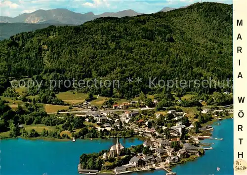 AK / Ansichtskarte Maria_Woerth_Woerthersee Fliegeraufnahme mit Wallfahrtskirche und Rosenkranzkapelle  Maria_Woerth_Woerthersee