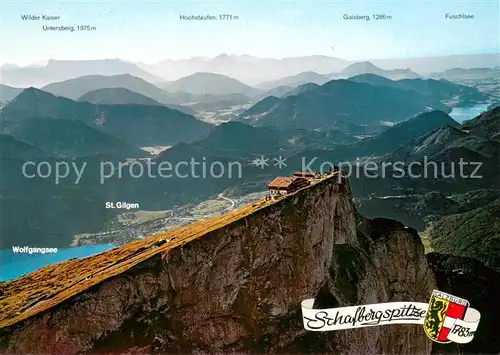 AK / Ansichtskarte Schafbergspitze_Salzkammergut Fliegeraufnahme mit Berghotel Schafbergspitze Schutzhuette zur Himmelspforte und Bergbahnhof  