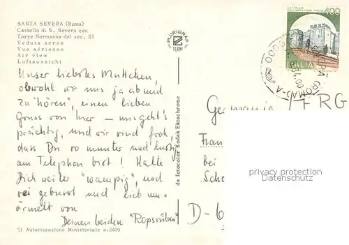 AK / Ansichtskarte Roma_Rom Castello di Santa Severa con Torre Normanna Fliegeraufnahme Roma_Rom