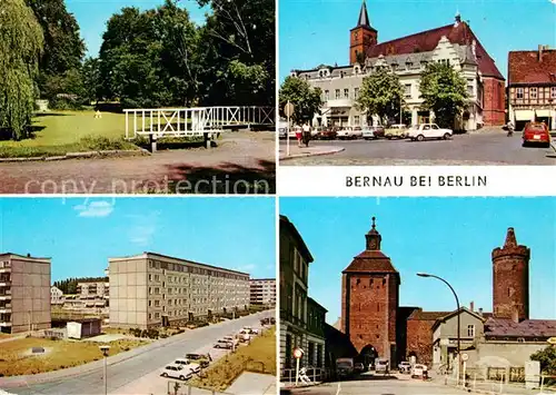 AK / Ansichtskarte Bernau_Berlin Schwanenteich Karl Marx Platz Puschinstrasse Steintor Hungerturm Bernau Berlin