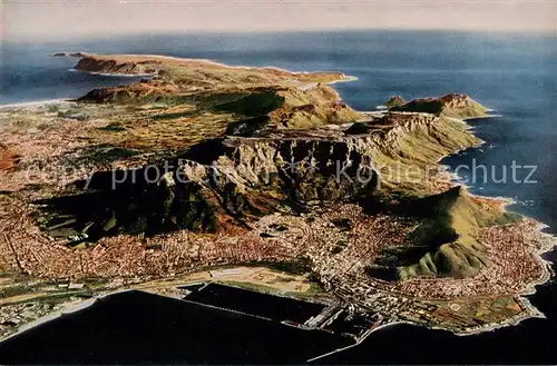 AK / Ansichtskarte Cape_Town_Kaapstad_Kapstadt The Cape Peninsula Air view City of Cape Town and Table Mountain Cape_Town