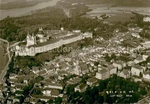 AK / Ansichtskarte Melk_Donau Fliegeraufnahme mit Stift Melk Melk_Donau
