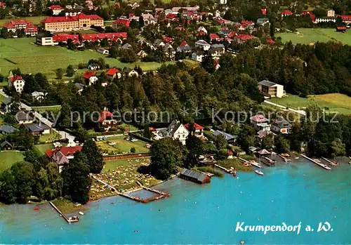 AK / Ansichtskarte Krumpendorf_Woerthersee Fliegeraufnahme mit Strandbad Stich Krumpendorf Woerthersee