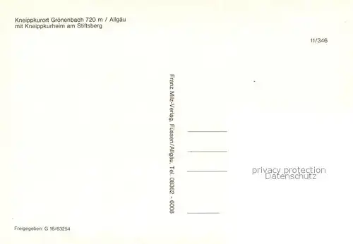 AK / Ansichtskarte Groenenbach_Bad Fliegeraufnahme mit Kneippkurheim am Stiftsberg  Groenenbach_Bad