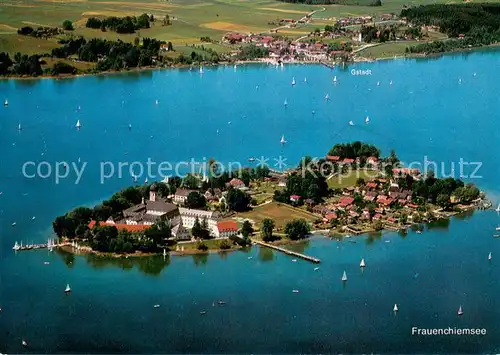 AK / Ansichtskarte Fraueninsel_Chiemsee Fliegeraufnahme mit Kloster Frauenwoerth Fraueninsel Chiemsee