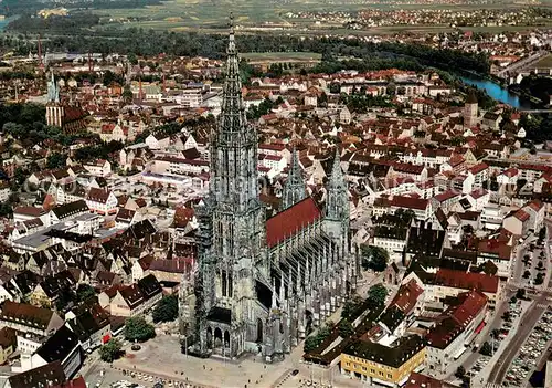 AK / Ansichtskarte Ulm_Donau Fliegeraufnahme mit Ulmer Muenster Ulm_Donau