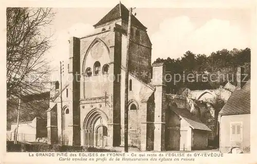 AK / Ansichtskarte Gy l_Eveque Ce qui reste da lEglise Carte vendue au profil de la Restauration des eglises en ruines Gy l Eveque