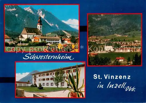 AK / Ansichtskarte Inzell Schwesternheim St. Vinzenz Ortsansicht mit Kirche Alpenblick Inzell