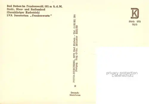 AK / Ansichtskarte Bad_Steben LVA Sanatorium Frankenwarte im Frankenwald Fliegeraufnahme Bad_Steben