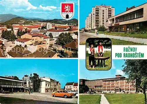 AK / Ansichtskarte Roznov_pod_Radhostem Panorama Stadtansichten Hochhaeuser Volkstrachten Roznov_pod_radhostem