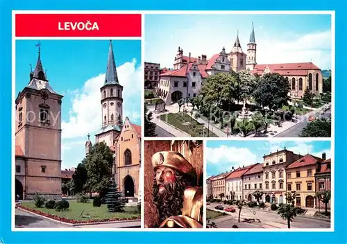 AK / Ansichtskarte Levoca_Slovakia Historisches Stadtzentrum Rathaus Kirche Statue St. James Platz 