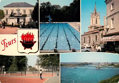 AK / Ansichtskarte Feurs Stadtmotive Tennisplatz Freibad Blick ueber die Loire Feurs
