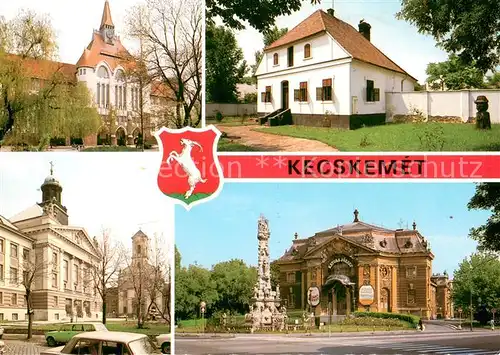 AK / Ansichtskarte Kecskemet Teilansichten Gebaeude Saeule Wappen Kecskemet
