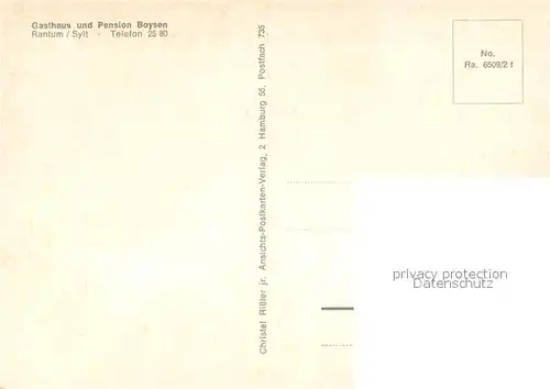 AK / Ansichtskarte Rantum_Sylt Gasthaus Pension Boysen Reetdachhaus Nordseeinsel Rantum Sylt