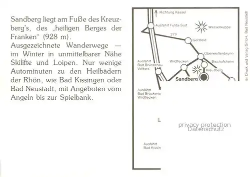 AK / Ansichtskarte Sandberg_Unterfranken Berghotel Silberdistel Restaurant Terrasse Sandberg Unterfranken